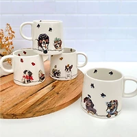 Set of 4 Paws Café Dog Mugs by BIA
