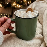 Forest Green Enamel Look Mug - 14 oz / 414 ml
