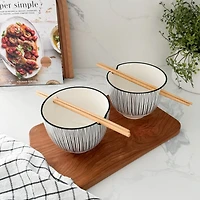 Set of 2 Kiri Noodle Bowls 5" with Chopsticks by Torre & Tagus
