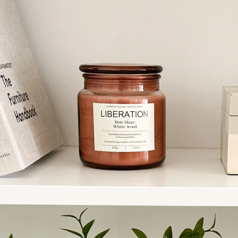 Glass Scented Candle with Cover - Brown