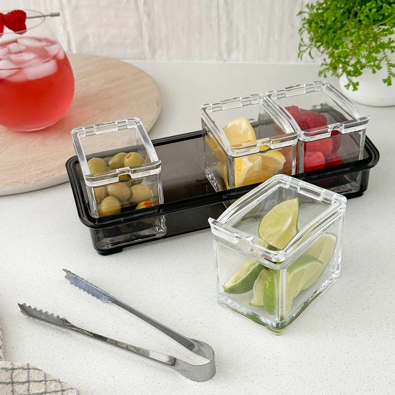 Plateau et casiers pour garnitures de cocktail par Final Touch