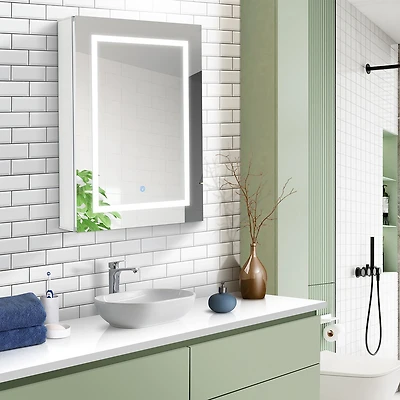 Rudolph Aluminium Rectangle Medicine Cabinet With LED Mirror
