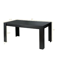 63" Rectangular Modern Dining Kitchen Table, For 6 People - Black