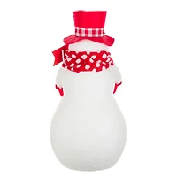 Sparkly White and Red Fabric "Stay Frosty" Snowman Figurine