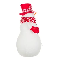 Sparkly White and Red Fabric "Stay Frosty" Snowman Figurine