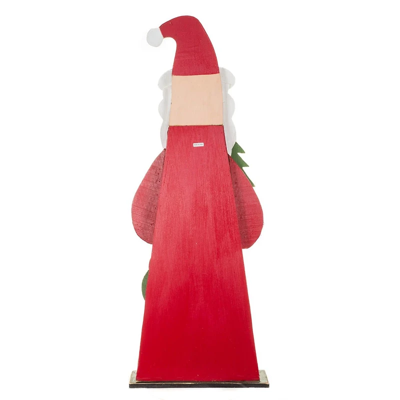 Red and White Wooden Santa Display with Wreath