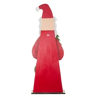 Red and White Wooden Santa Display with Wreath