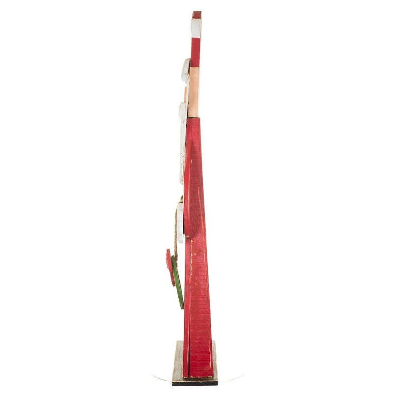 Red and White Wooden Santa Display with Wreath