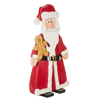 Red and White Wooden Santa Display with Gingerbread Man