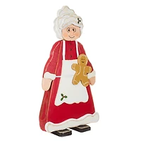 Red and White Wooden Mrs. Claus Display with Gingerbread Man