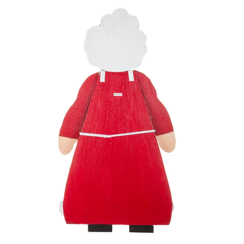 Red and White Wooden Mrs. Claus Display with Gingerbread Man