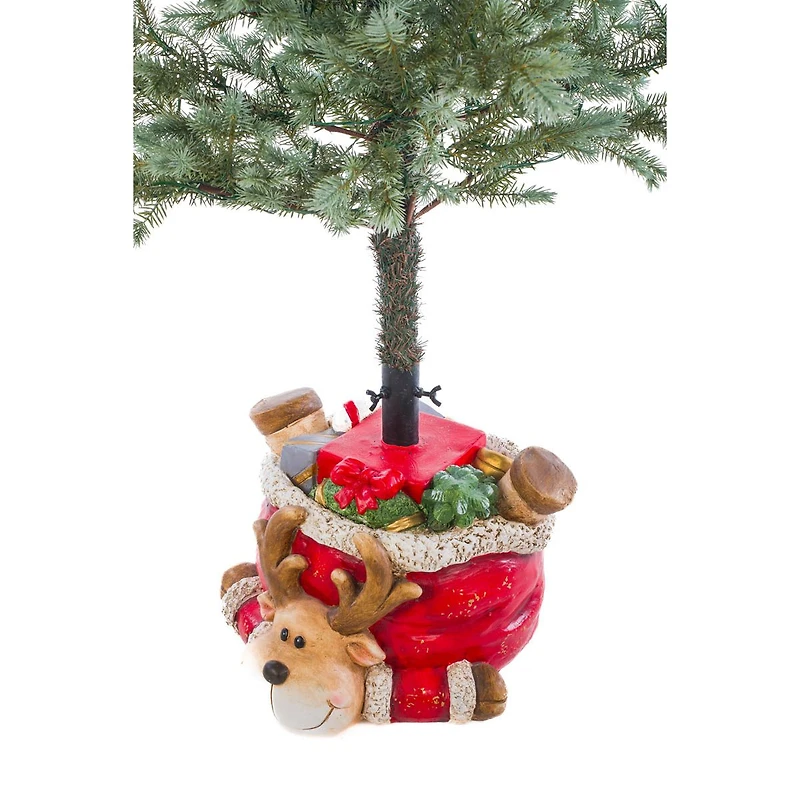 Red Plaster Fiberglass Toon Reindeer Christmas Tree Stand Gifts