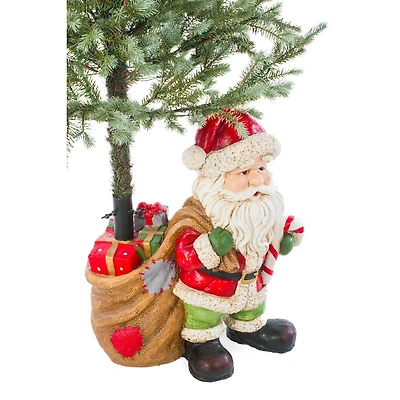 Red Plaster Fiberglass Traditional Santa Christmas Tree Stand Gift Sack
