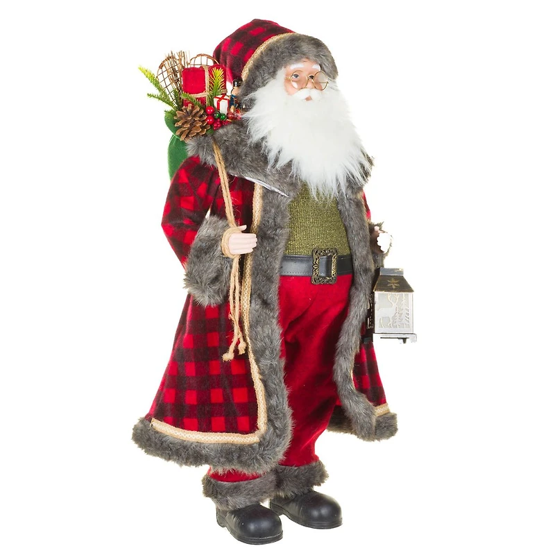 Buffalo Plaid Red Dramatic Santa Figure
