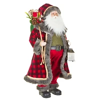 Buffalo Plaid Red Dramatic Santa Figure