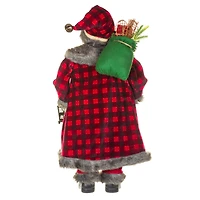 Buffalo Plaid Red Dramatic Santa Figure