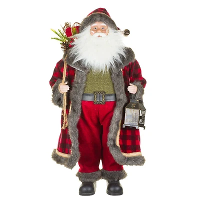Buffalo Plaid Red Dramatic Santa Figure