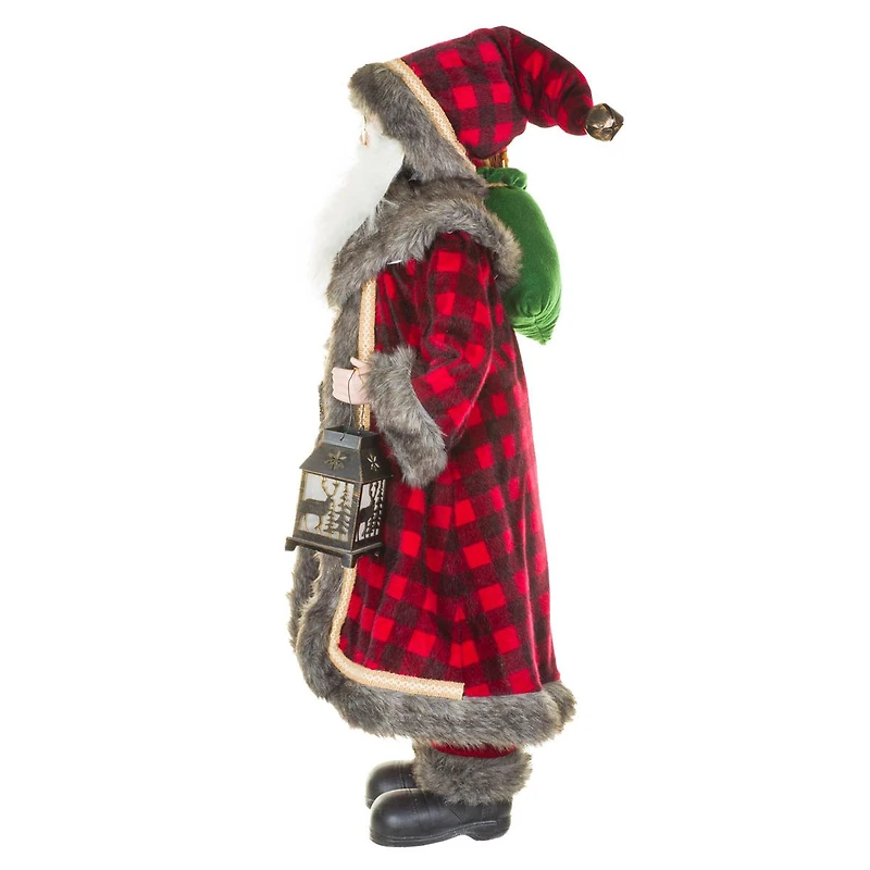 Buffalo Plaid Red Dramatic Santa Figure