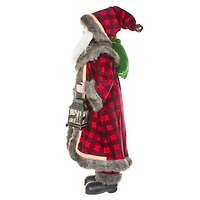 Buffalo Plaid Red Dramatic Santa Figure