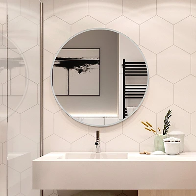 Armoire à pharmacie « Sherman » ronde en acier inoxydable avec miroir