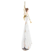 White and Gold Metal Angel Display with Trumpet
