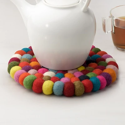 Wool Felt Ball Trivet by Torre & Tagus - Multicolor