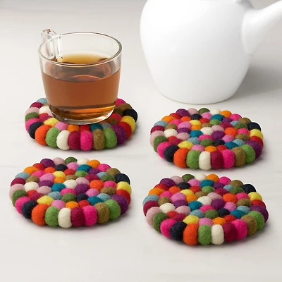 Ensemble de 4 sous-verres en boule de feutre de laine par Torre & Tagus