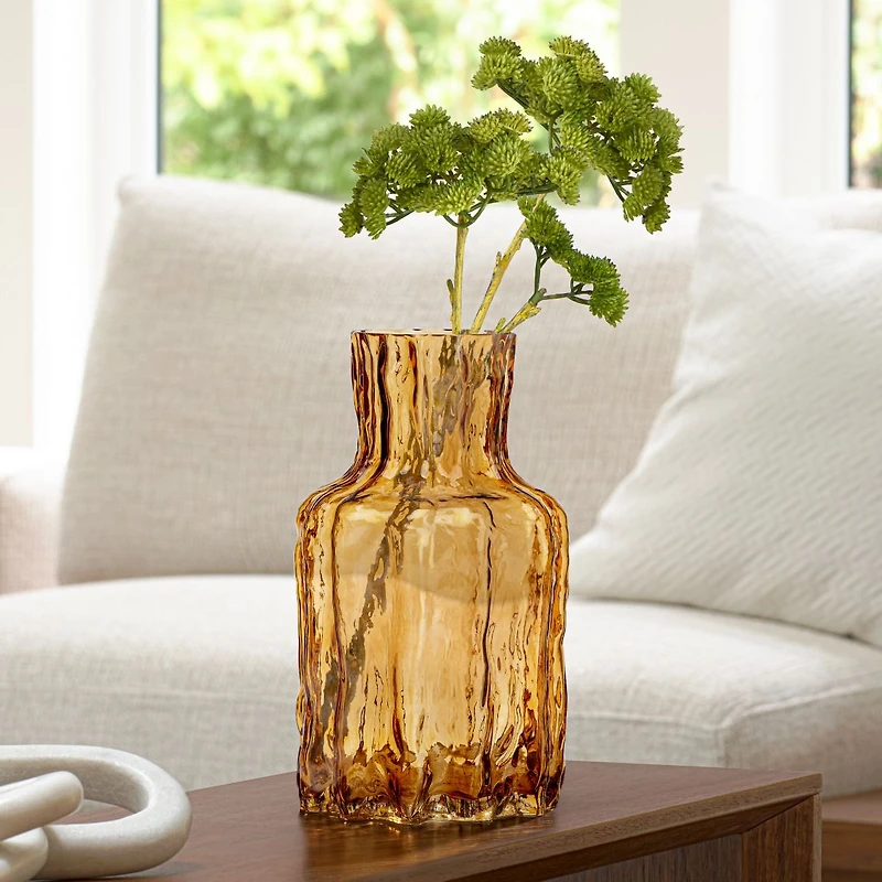Canyon Amber Glass Flask Vase by Torre & Tagus - 9