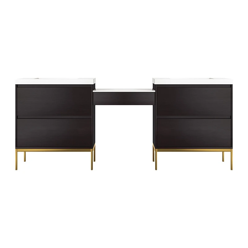 Vivara Double Vanity Set with Central Makeup Cabinet