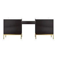 Vivara Double Vanity Set with Central Makeup Cabinet