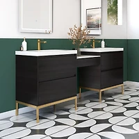 Vivara Double Vanity Set with Central Makeup Cabinet