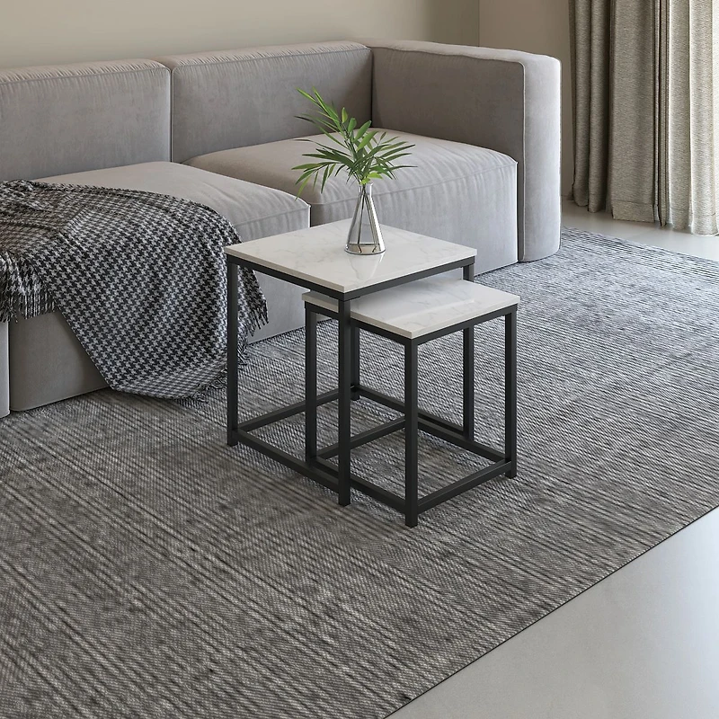 Thaluro Marble Top Square Nested Tables