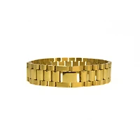Luenzo Stainless Steel President Gold Plated Bracelet
