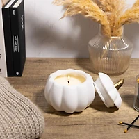 White ceramic pumpkin candle