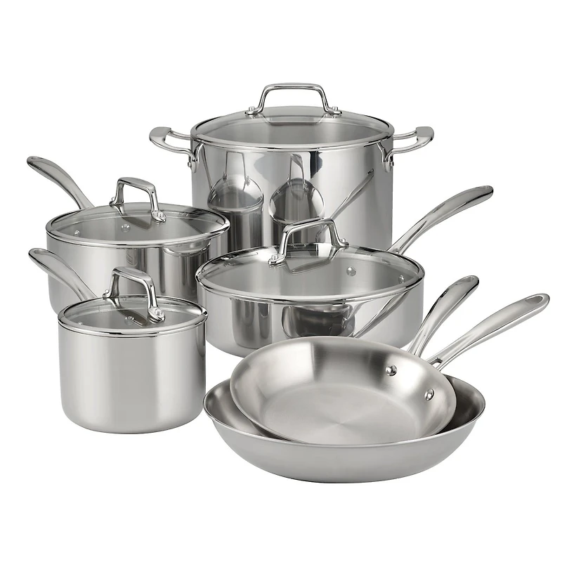 Tri-Ply Cookware Set, 10-Piece