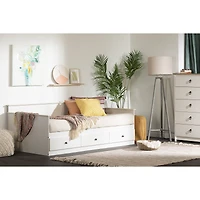 Paisley Lit de jour simple avec rangement - Blanc patiné