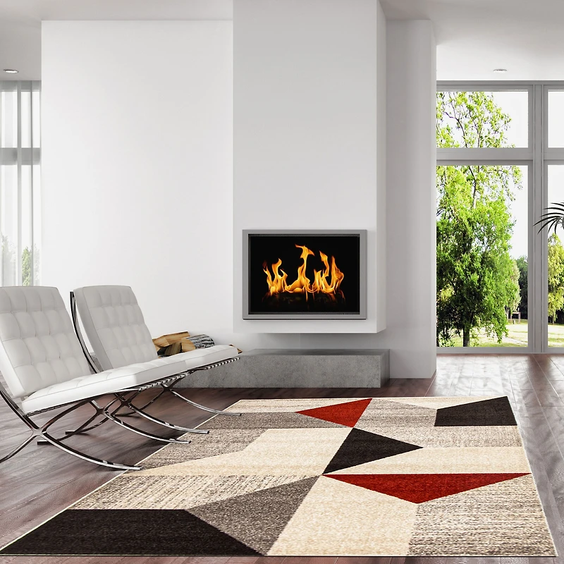 Luxor Grey/Red Rug