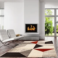 Luxor Grey/Red Rug