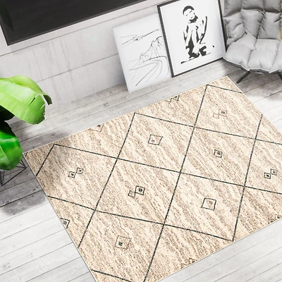 Tapis Caby ivoire/bleu