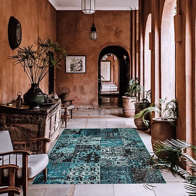 Tapis Patchwork bleu