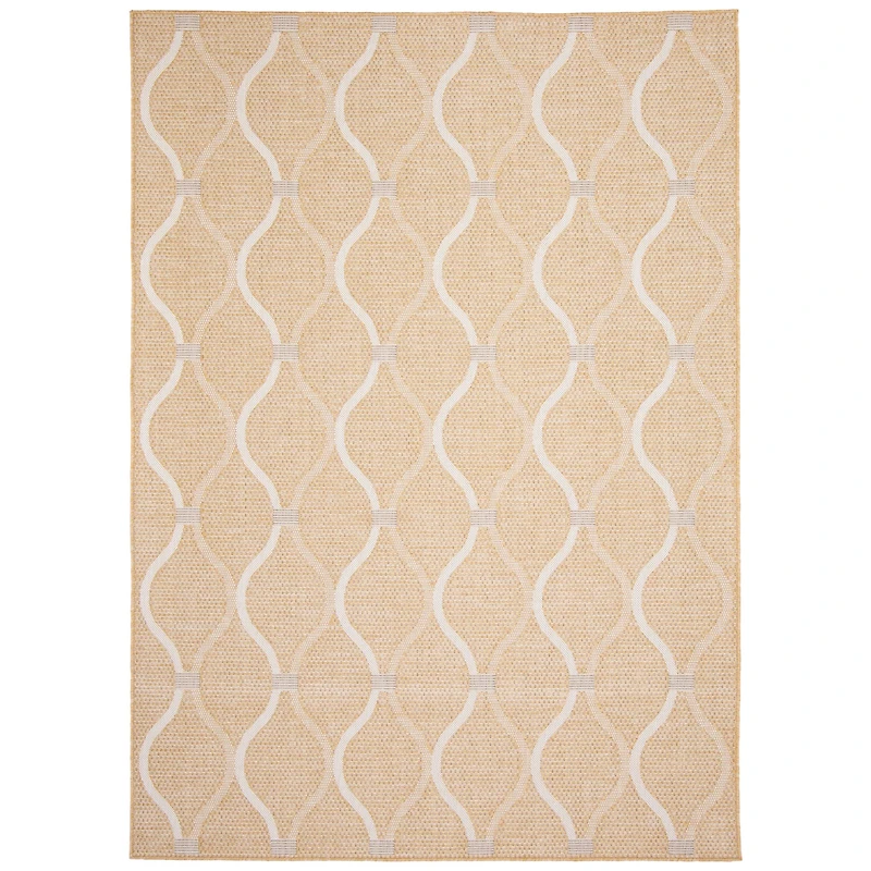 Gardenia Abstract Indoor/ Outdoor Gold Rug 6'7" x 9'6