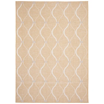 Gardenia Abstract Indoor/ Outdoor Gold Rug 6'7" x 9'6
