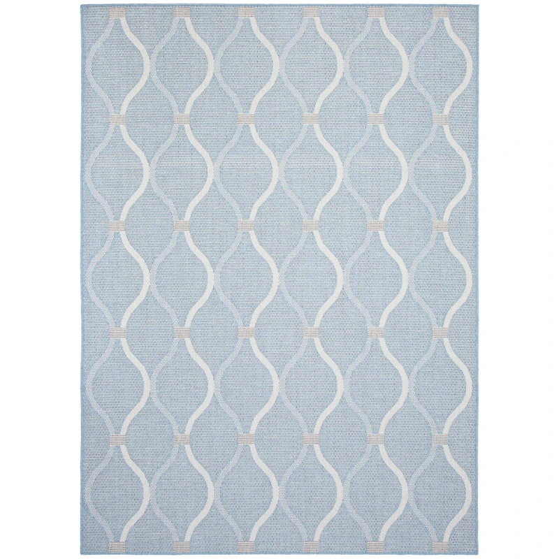Gardenia Abstract Indoor/ Outdoor Light Blue Rug