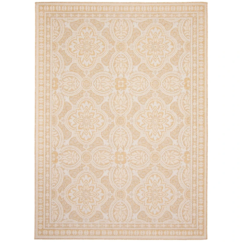 Gardenia Traditional Indoor/ Outdoor Gold Rug