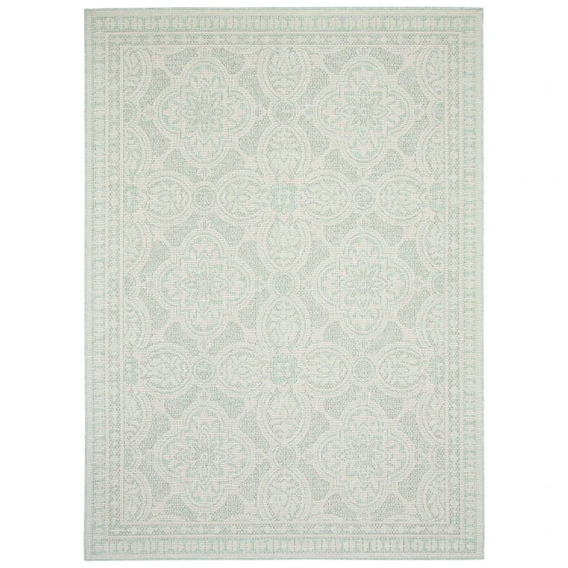 Gardenia Traditional Indoor/ Outdoor Mint Rug