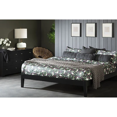 Vito King Solid Wood Platform Bed in Pure Black by South Shore Furniture