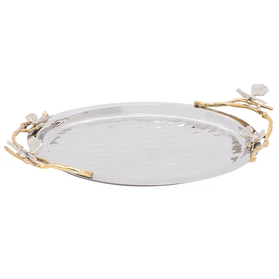 Elegance Gold Dragonfly Oval Tray with Handles