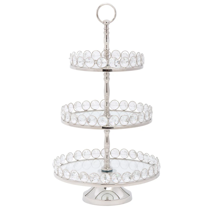 Elegance 3-Tier Glass Stand with Detachable Crystal Border