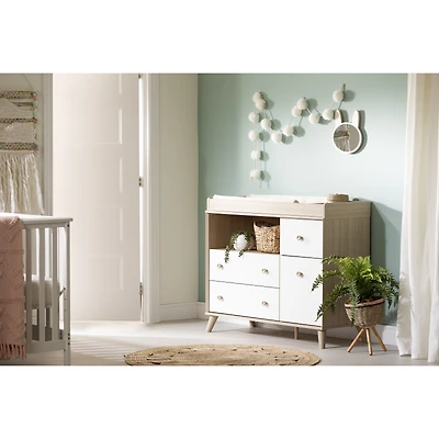 Yodi Changing Table with Drawers and Open Storage