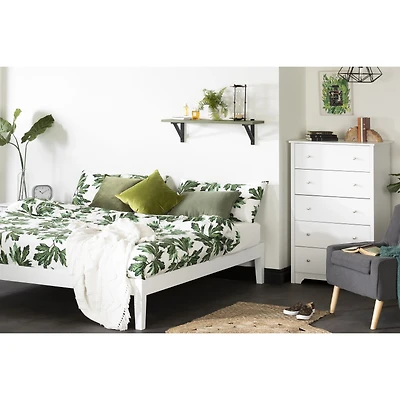 Vito King Solid Wood Platform Bed in Pure White by South Shore Furniture